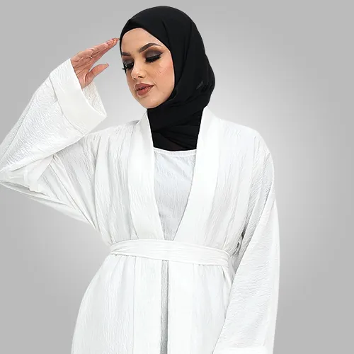 White Simple Kimono Abaya 