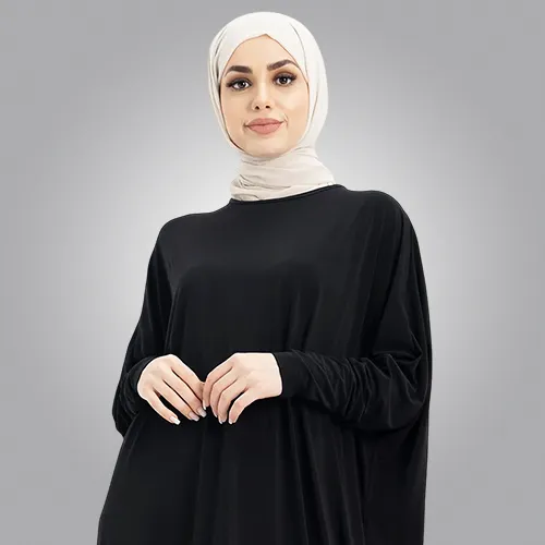 Black Batwing Jersey Abaya