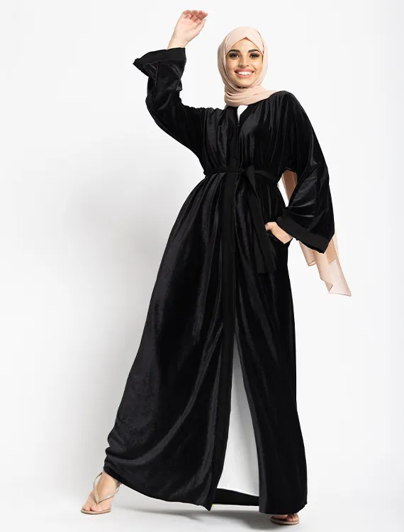 Velvet Open Abaya 