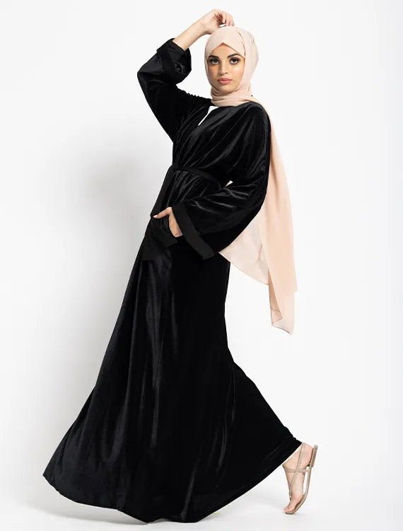 Velvet Open Abaya 