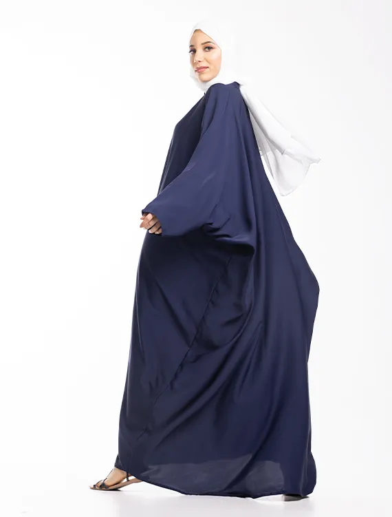 Navy Zip Batwing Abaya