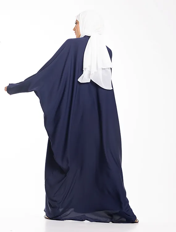 Navy Zip Batwing Abaya