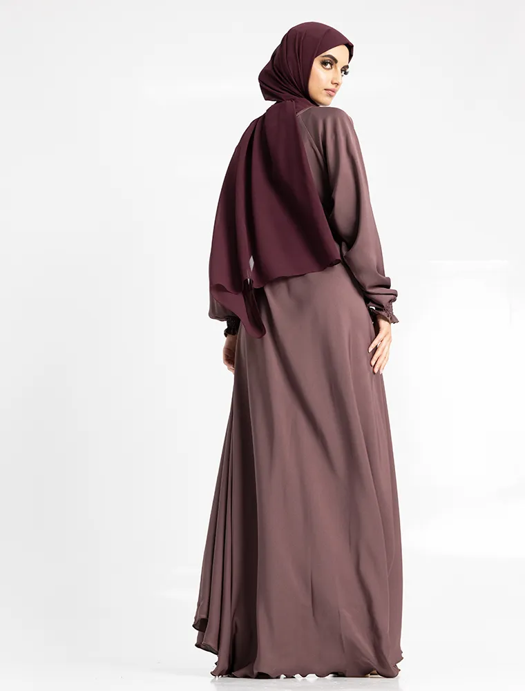 Mauve Zip Umbrella Abaya