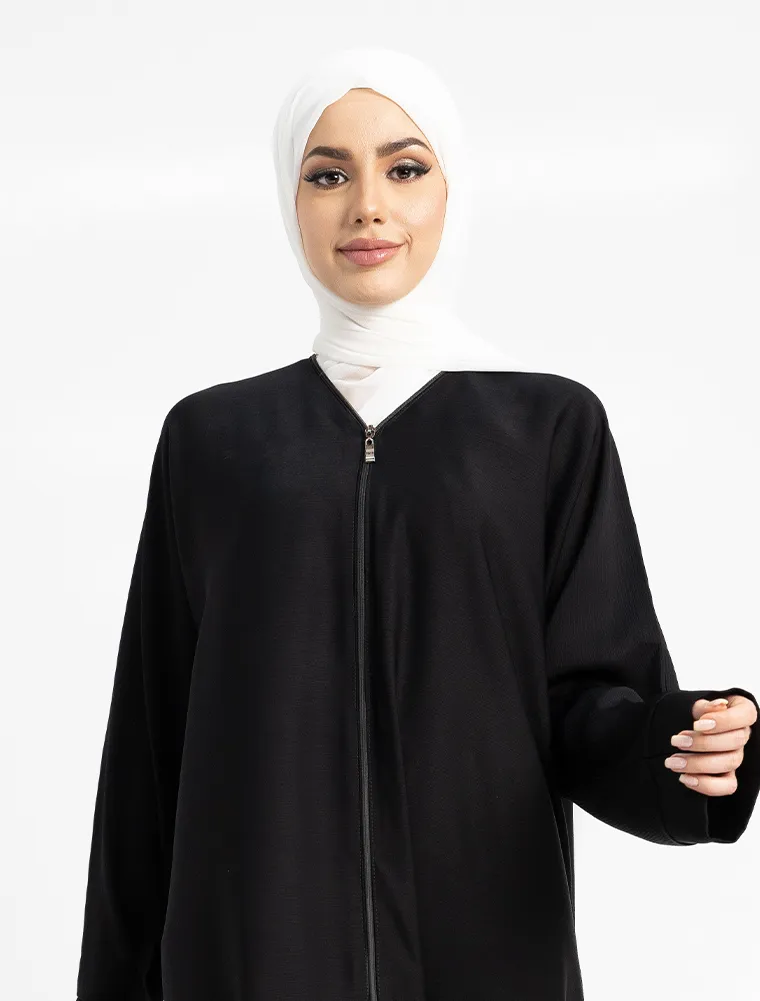 Black Zip Open Abaya