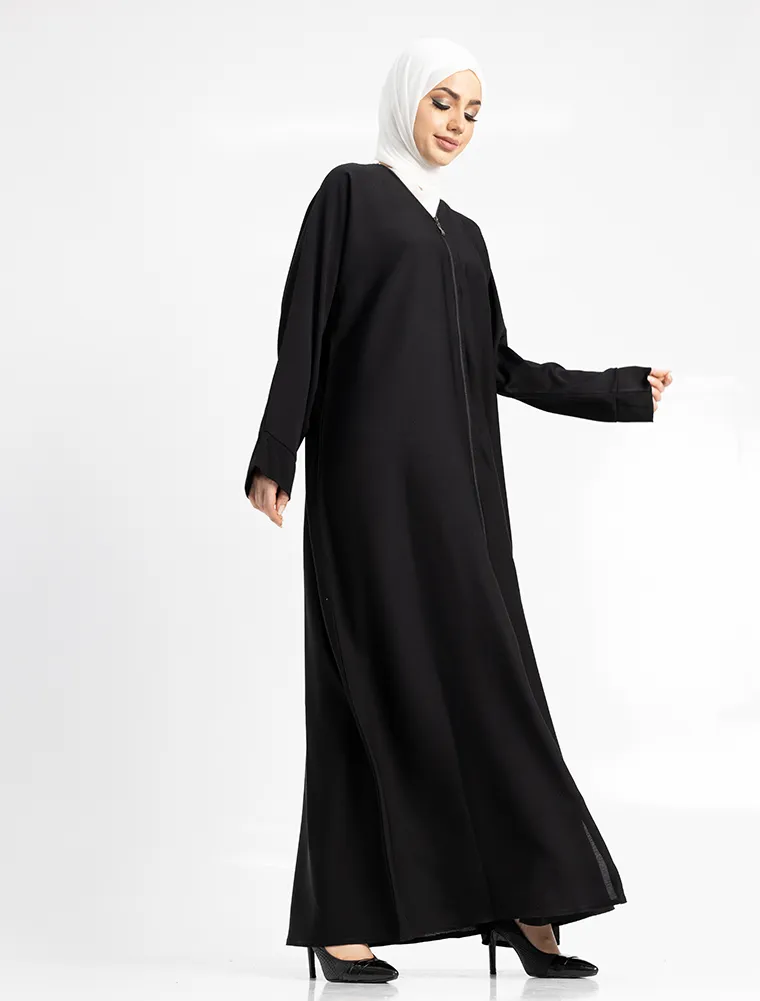 Black Zip Open Abaya