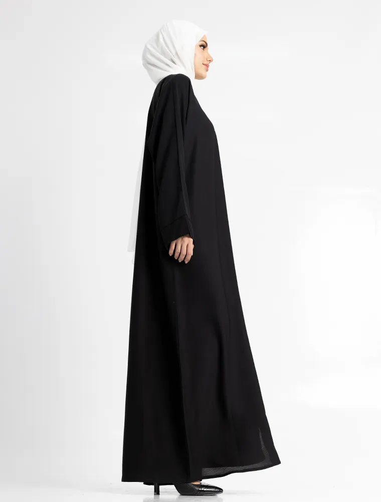 Black Zip Open Abaya