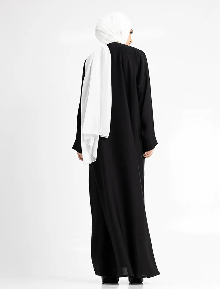 Black Zip Open Abaya