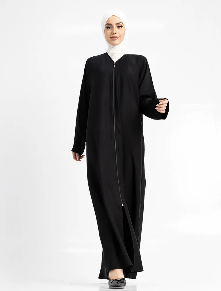 Black Zip Open Abaya