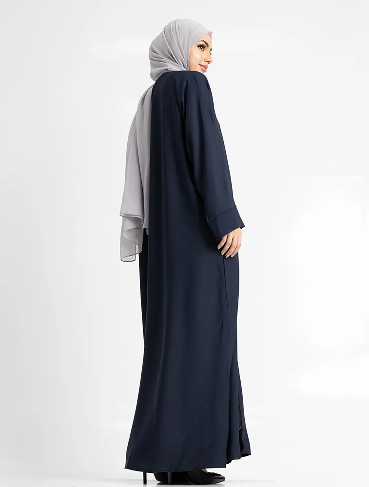 Navy Zip Open Abaya