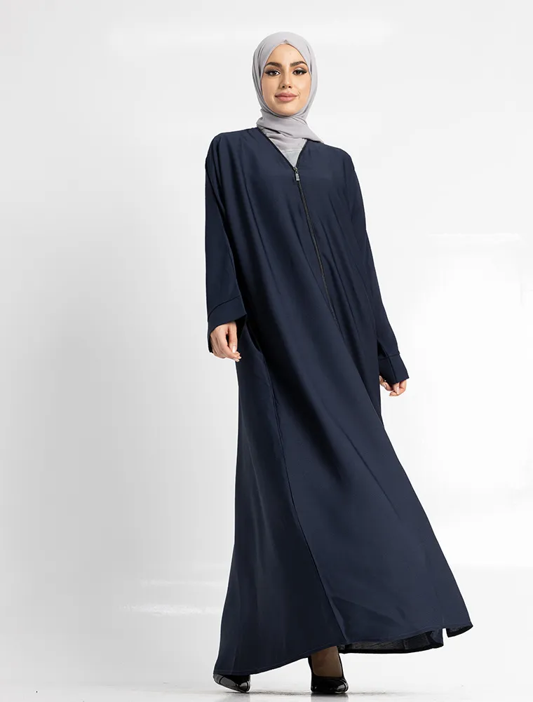 Navy Zip Open Abaya