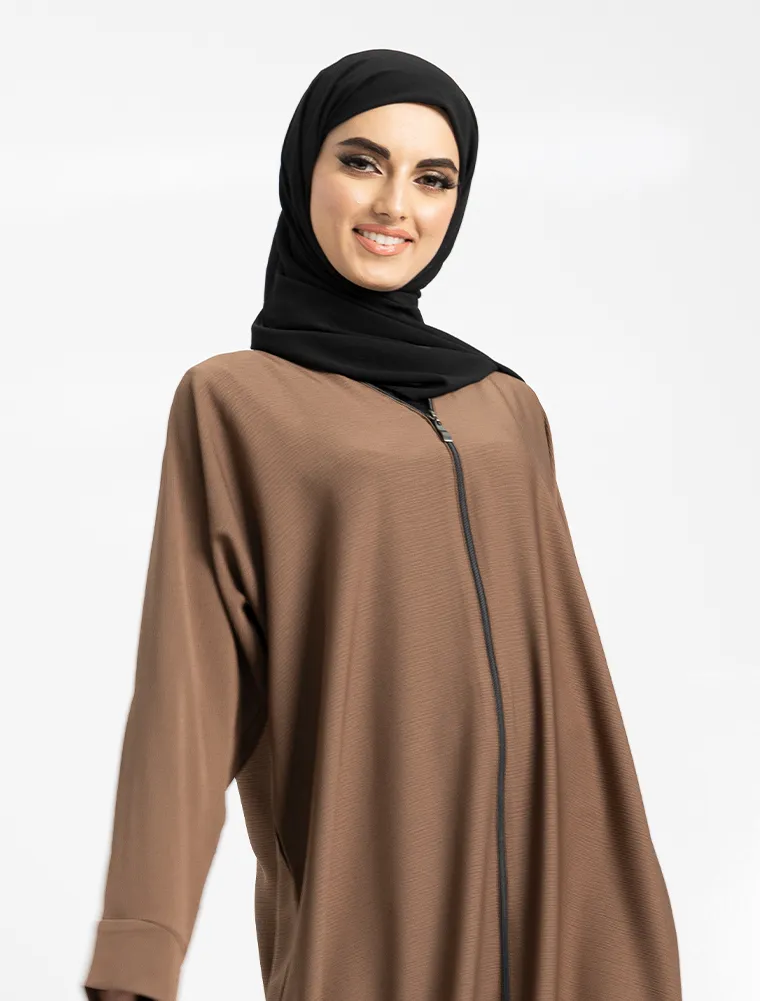 Mocha Zip Open Abaya