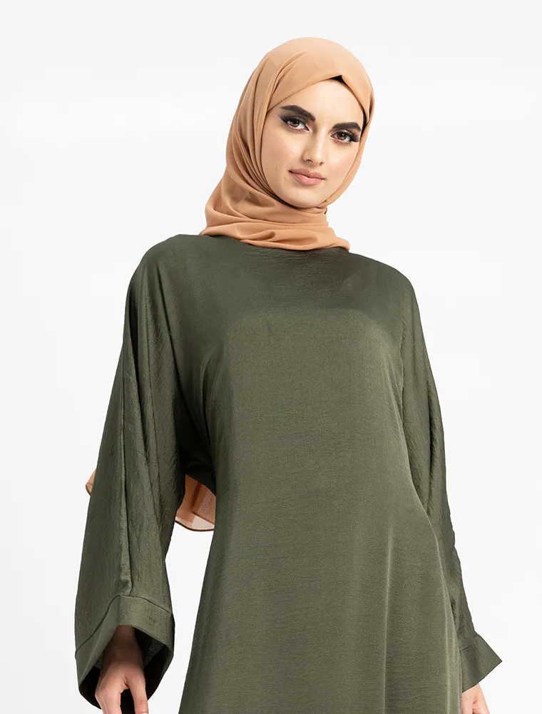 Khaki silk abaya aed 145 00 online in uae dubai