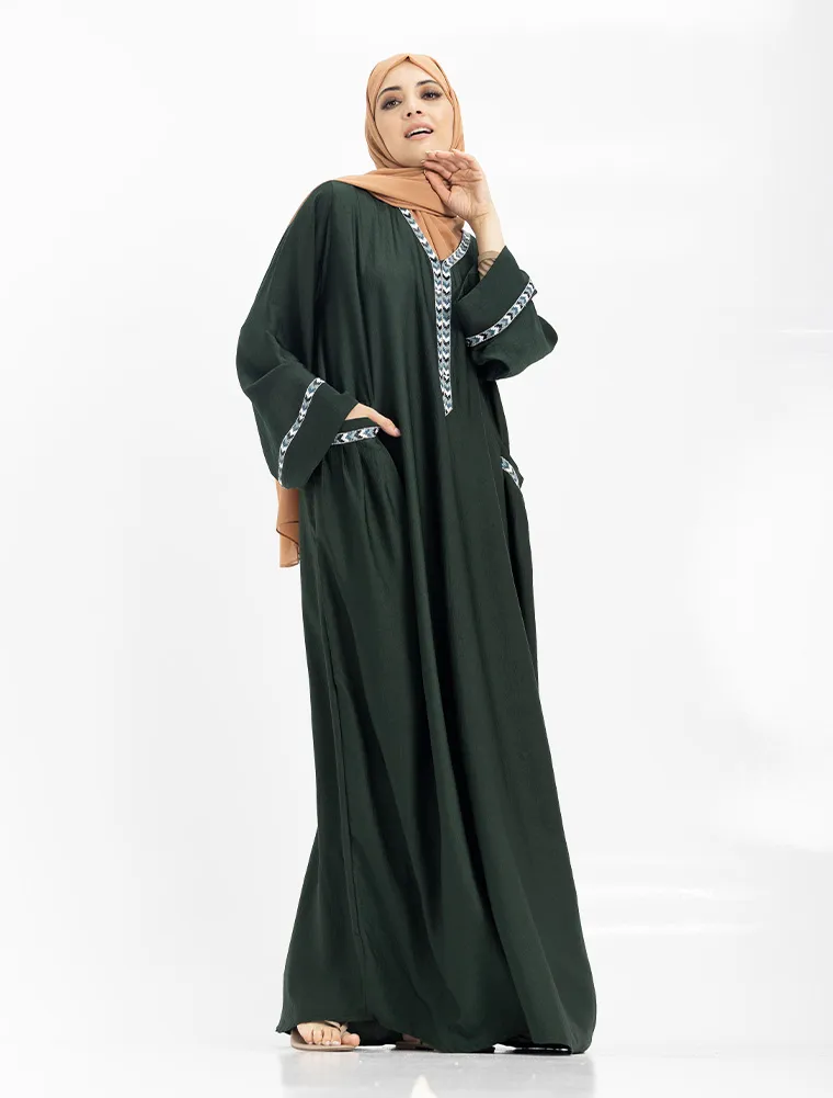 Bottle Green Wajiha Abaya