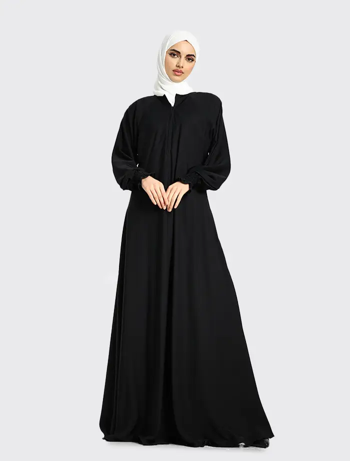 Black Mid Zip Umbrella Abaya