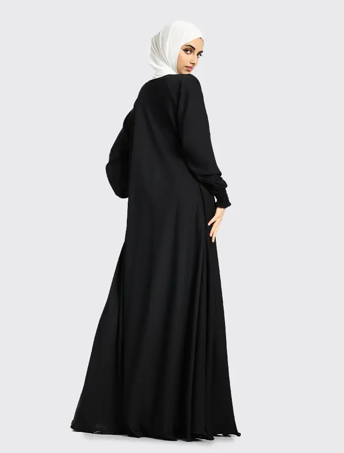 Black Mid Zip Umbrella Abaya