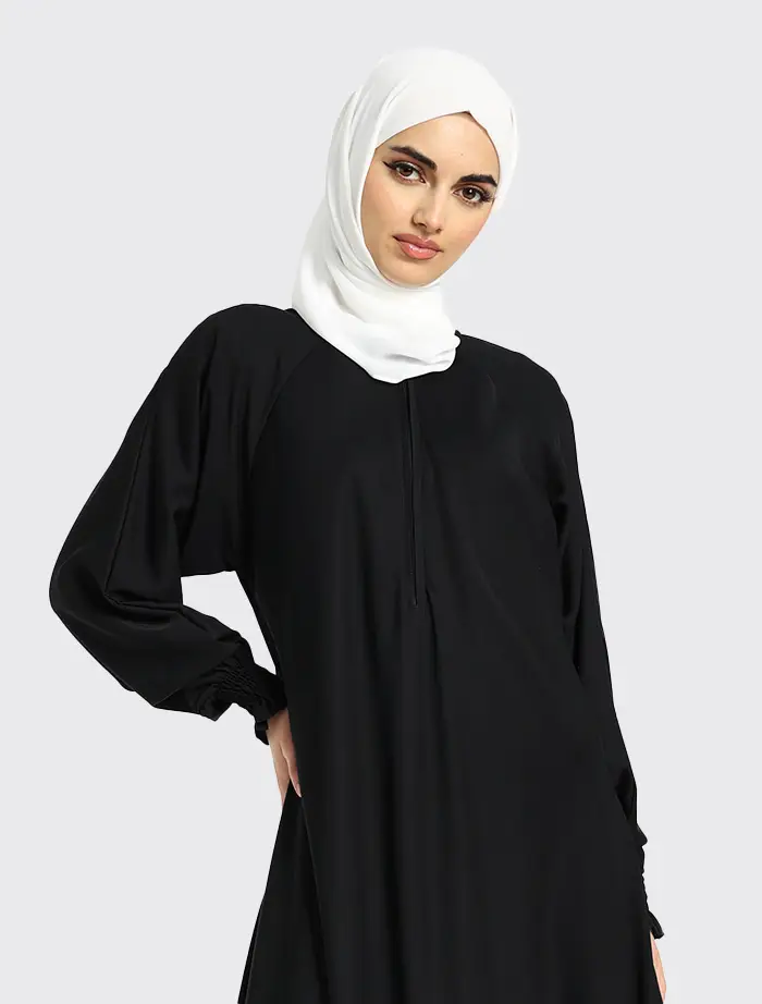 Black Mid Zip Umbrella Abaya