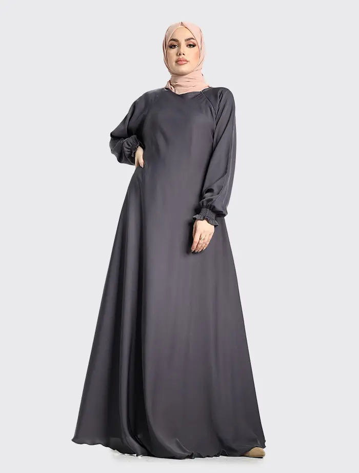 Grey Zip Umbrella Abaya