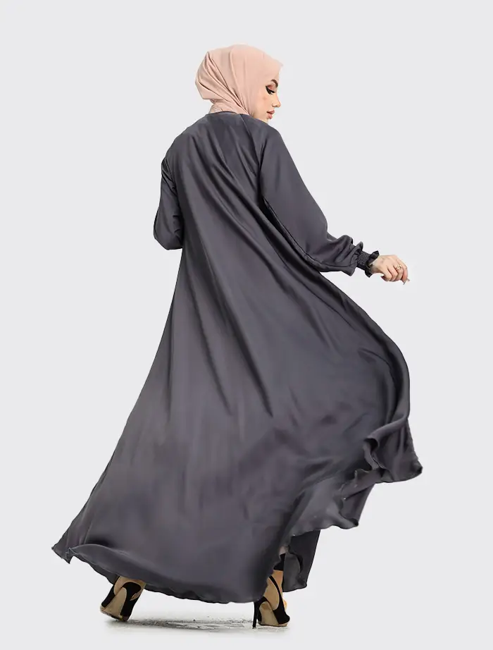 Grey Zip Umbrella Abaya
