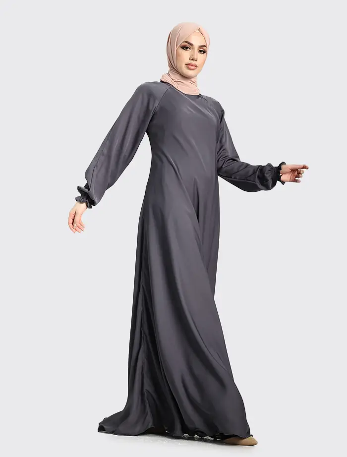 Grey Zip Umbrella Abaya