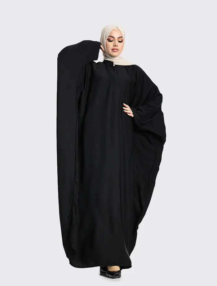 Black Zip Batwing Abaya