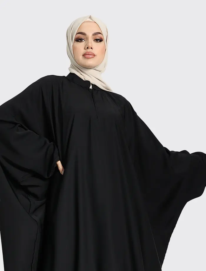 Black Zip Batwing Abaya