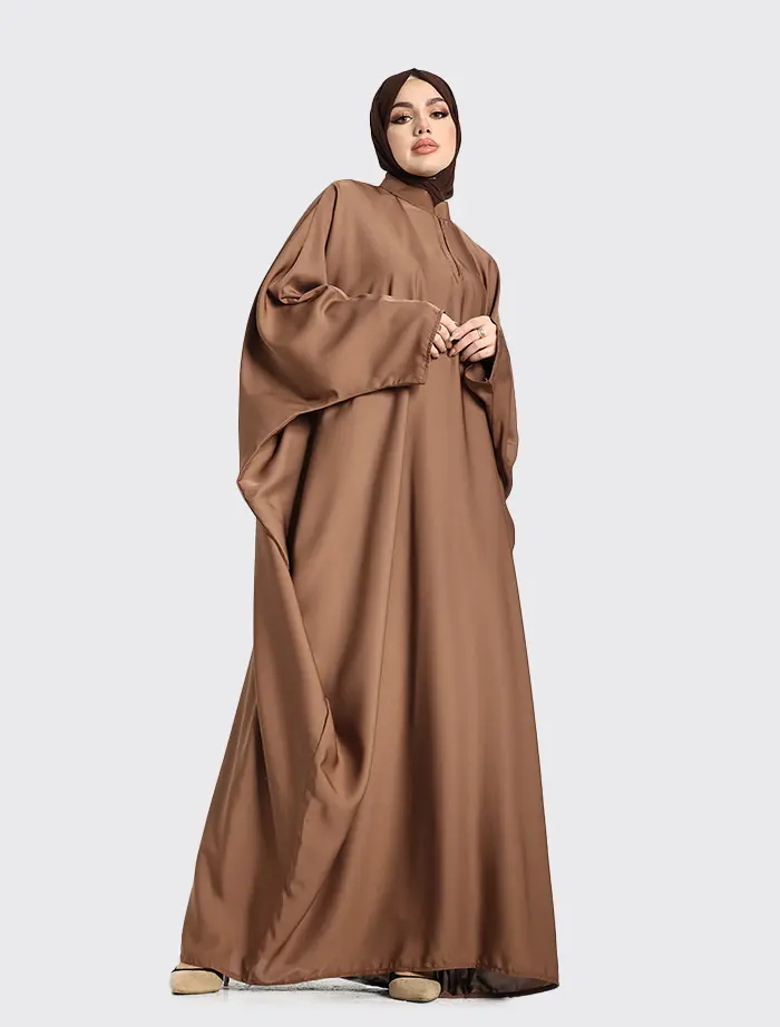 Mocha Zip Batwing Abaya
