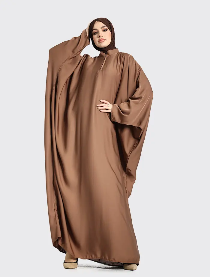 Mocha Zip Batwing Abaya