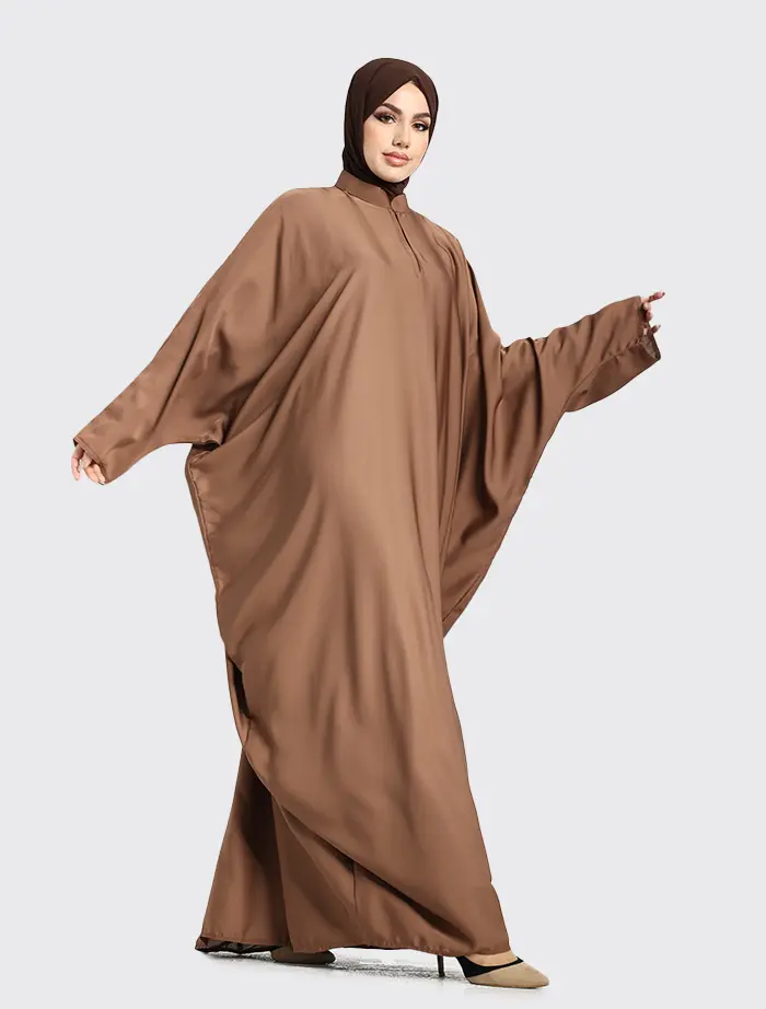 Mocha Zip Batwing Abaya
