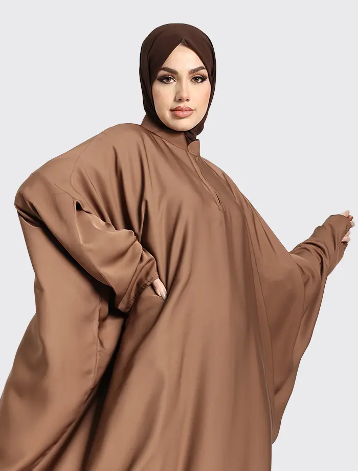Mocha Zip Batwing Abaya
