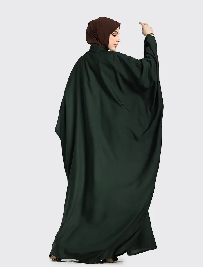 Green Zip Batwing Abaya