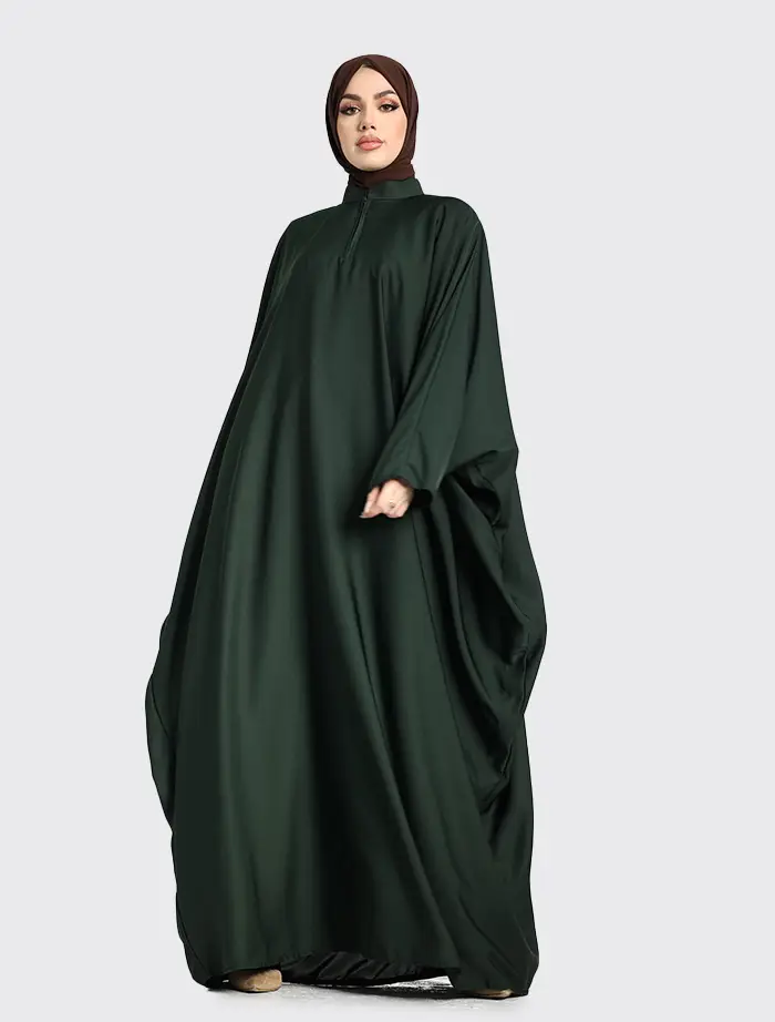 Green Zip Batwing Abaya