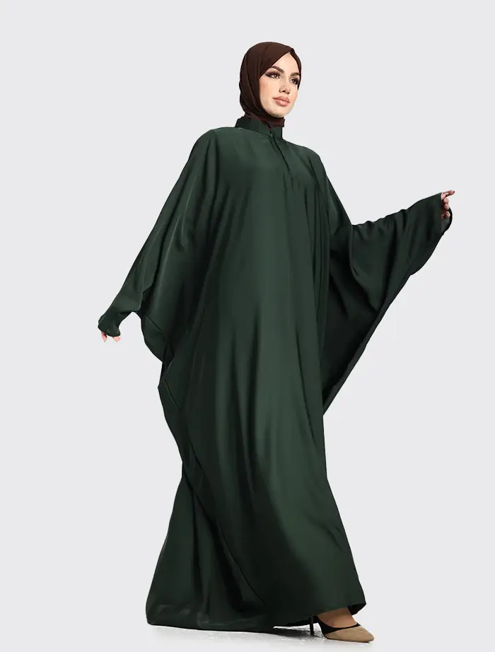 Green Zip Batwing Abaya