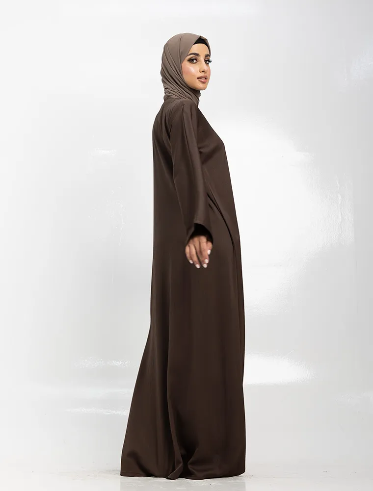 Mauve Zip Open Abaya