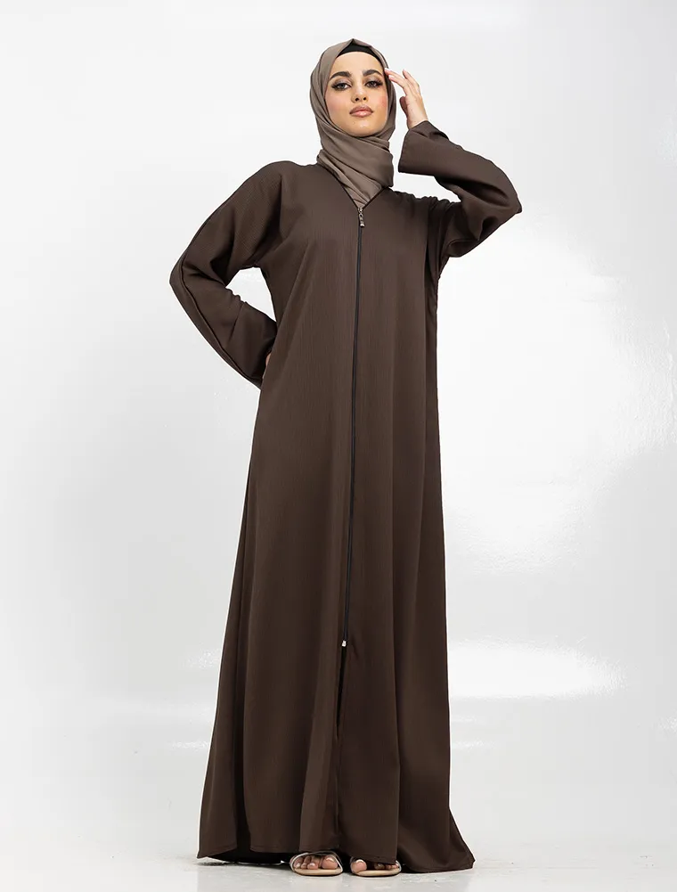 Mauve Zip Open Abaya