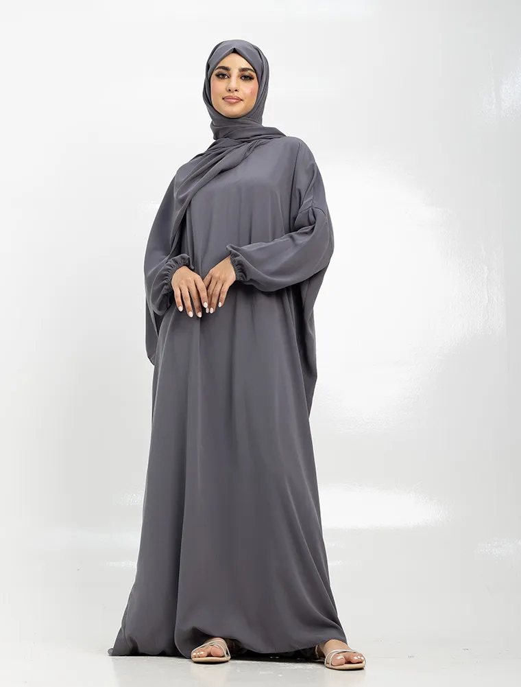 Grey Instant Hijab Abaya