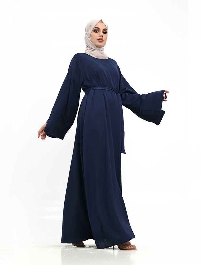 Navy Split Cuff Plain Abaya