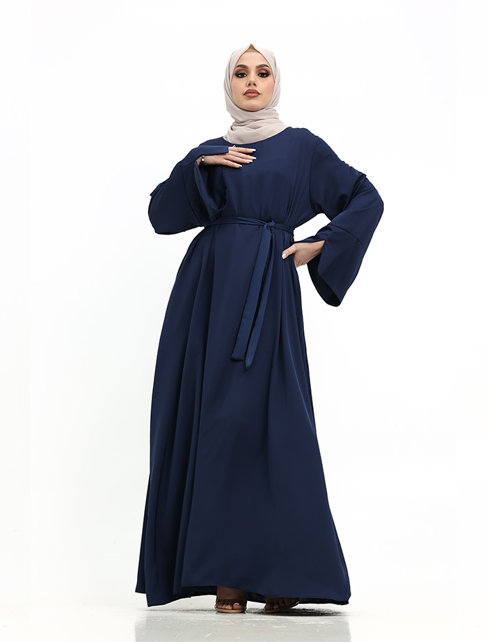 Navy Split Cuff Plain Abaya