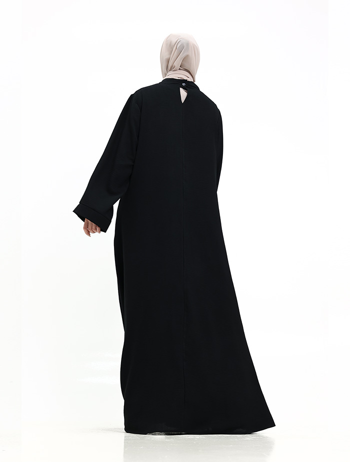 Black Pleat Plain Abaya