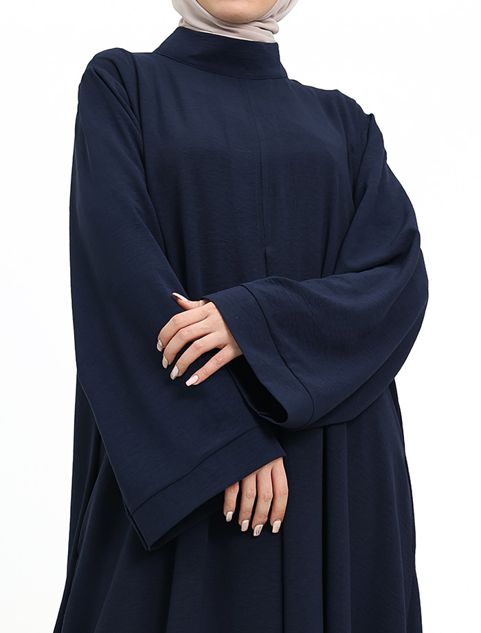 Navy Pleat Plain Abaya