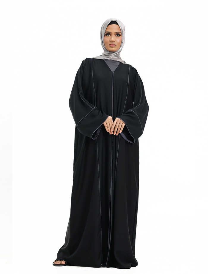 Black Grey Elegant Abaya