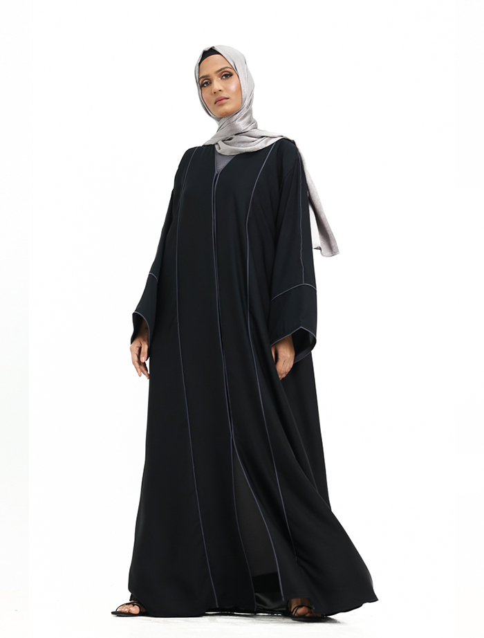 Black Grey Elegant Abaya