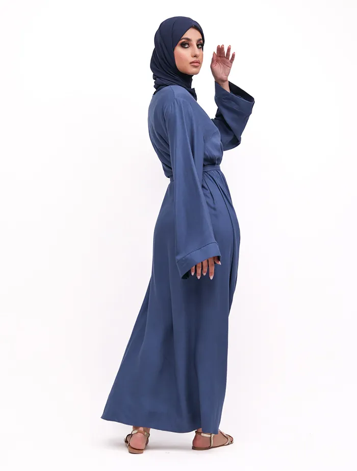 Navy Plain Linen Feel Abaya
