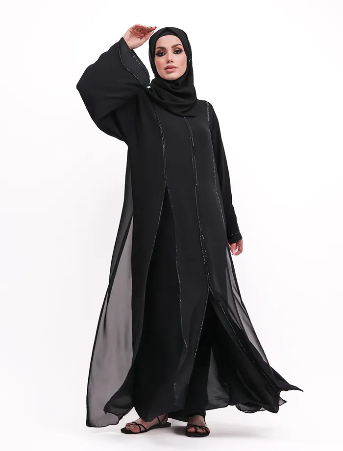 Black Badia Chiffon Abaya
