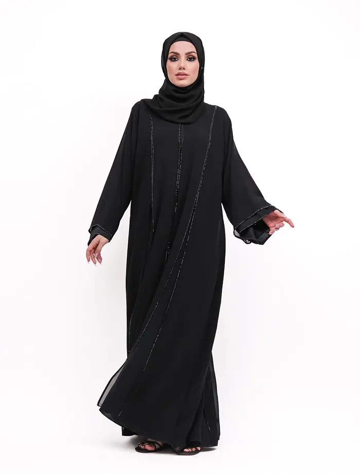 Black Badia Chiffon Abaya
