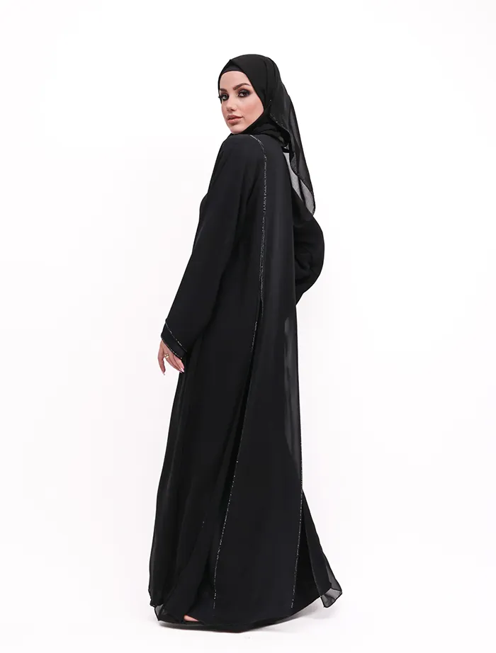 Black Badia Chiffon Abaya