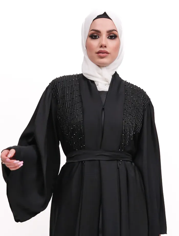 Black Aina Open Abaya