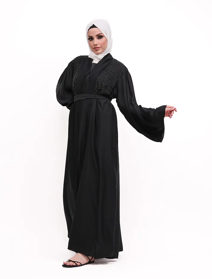 Black Aina Open Abaya