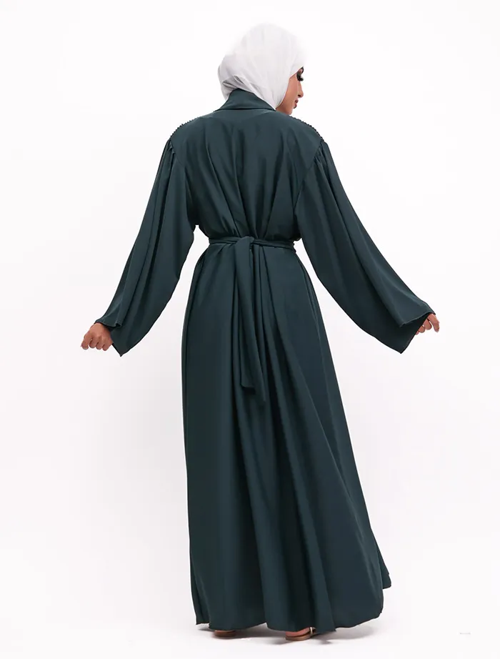 Bottle Green Aina Open Abaya