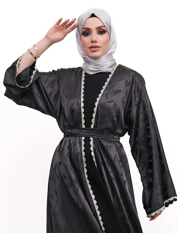 Black Makeba Jacquard Abaya