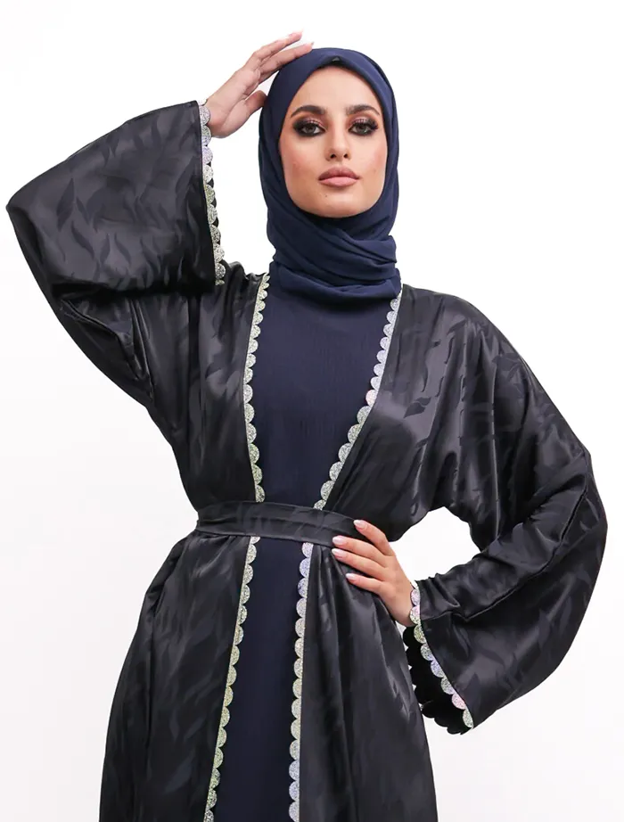 Navy Makeba Jacquard Abaya
